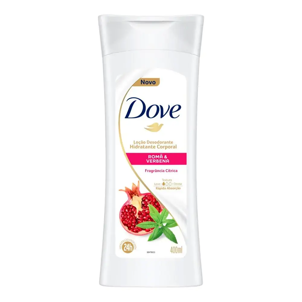 Loção Desodorante Hidratante Corporal Cítrica Romã & Verbena 24h Dove Frasco 400 ml