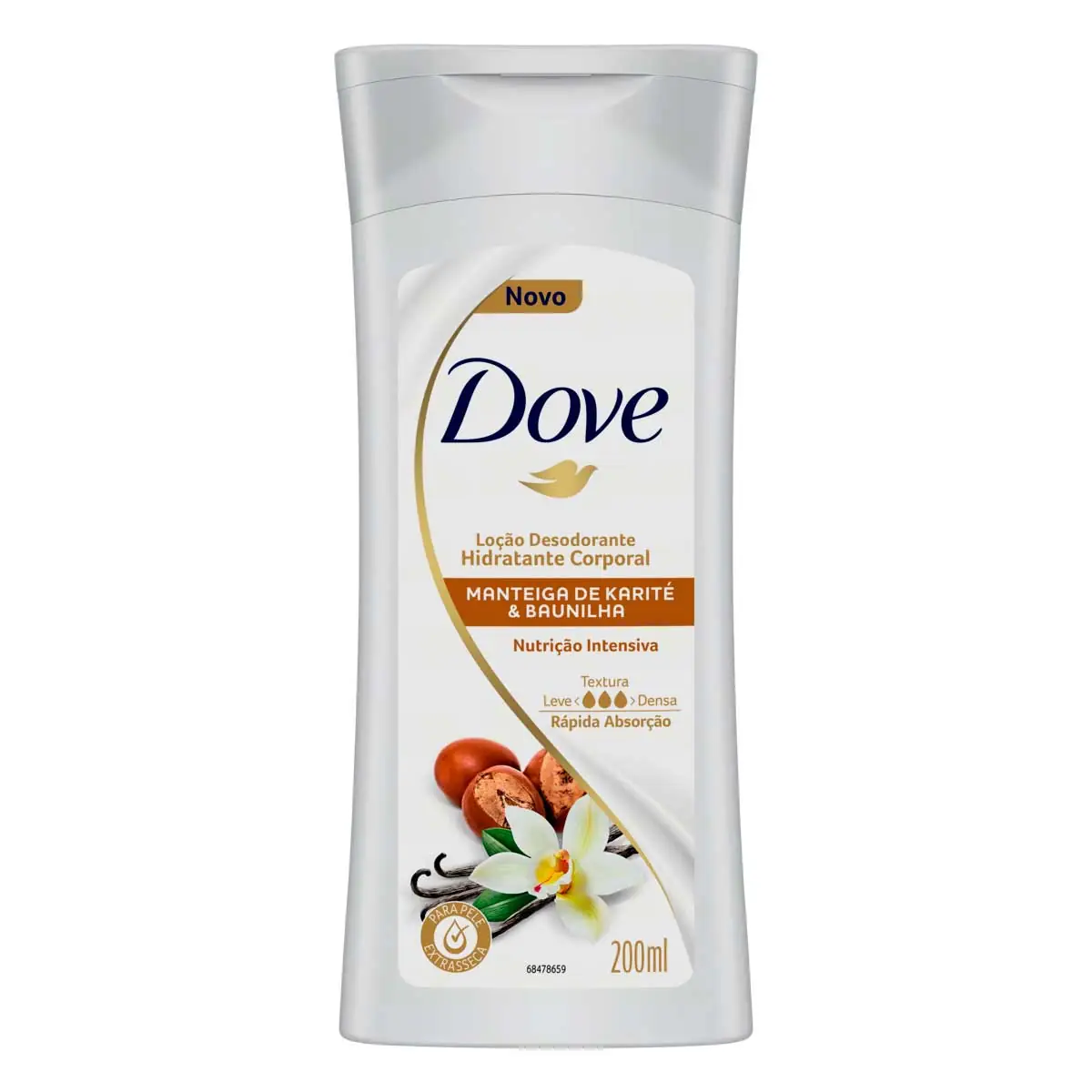 Loção Desodorante Hidratante Corporal Nutrição Intensiva Manteiga de Karité & Baunilha Dove Frasco 200 ml