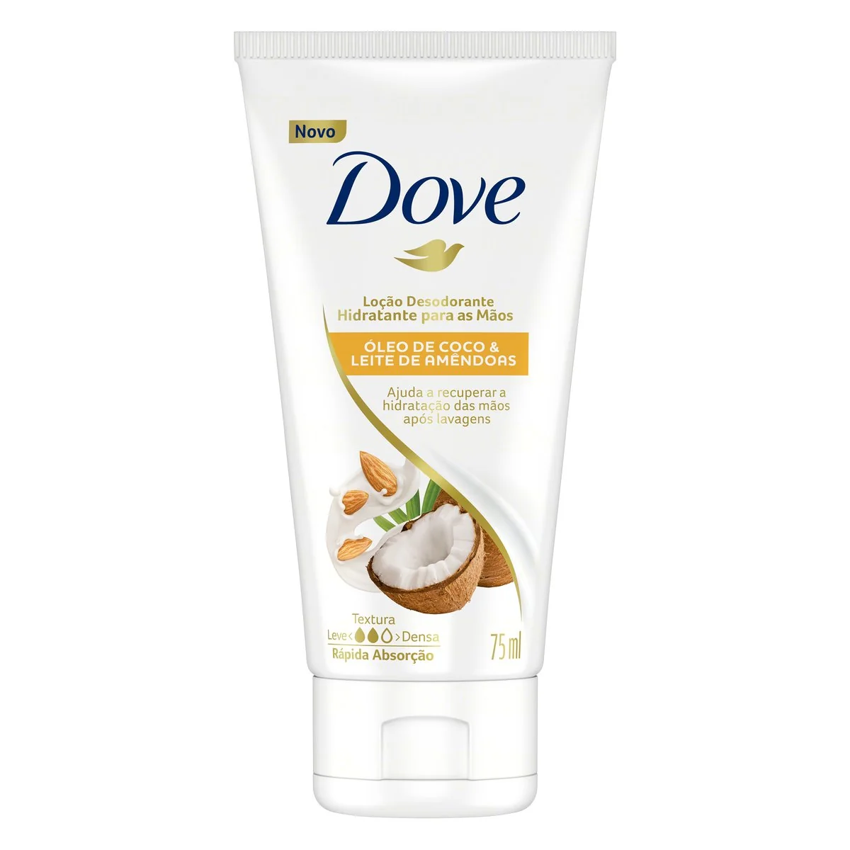 Loção Desodorante Hidratante para as Mãos Óleo de Coco & Leite de Amêndoas Dove Bisnaga 75 ml