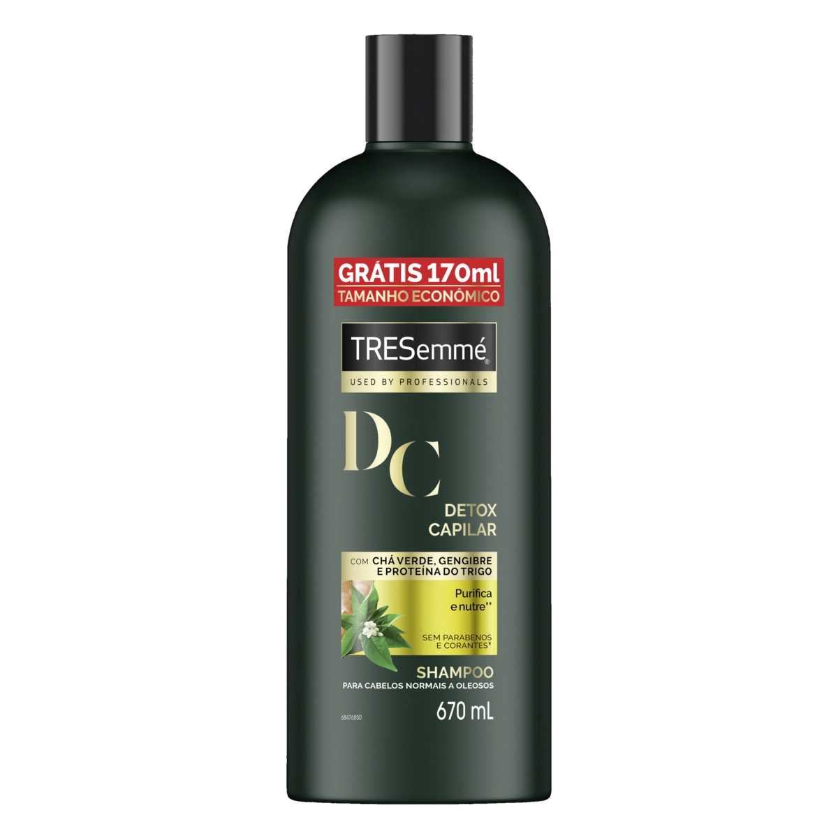 Shampoo Tresemmé Detox Capilar Frasco 670ml Grátis 170ml Tamanho Econômico