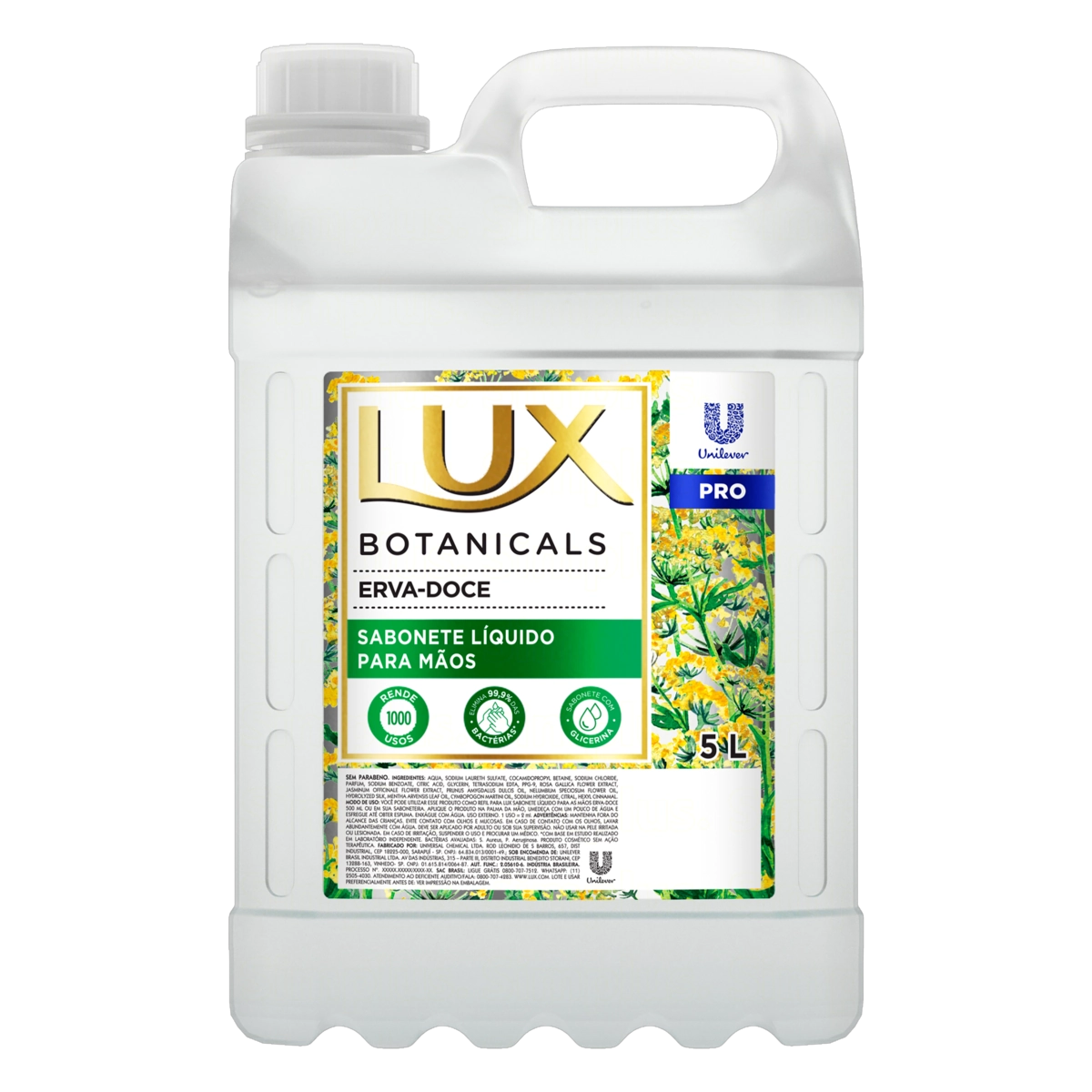 Sabonete Líquido Para As Mãos Erva Doce Lux Pro Botanicals Galão 5l
