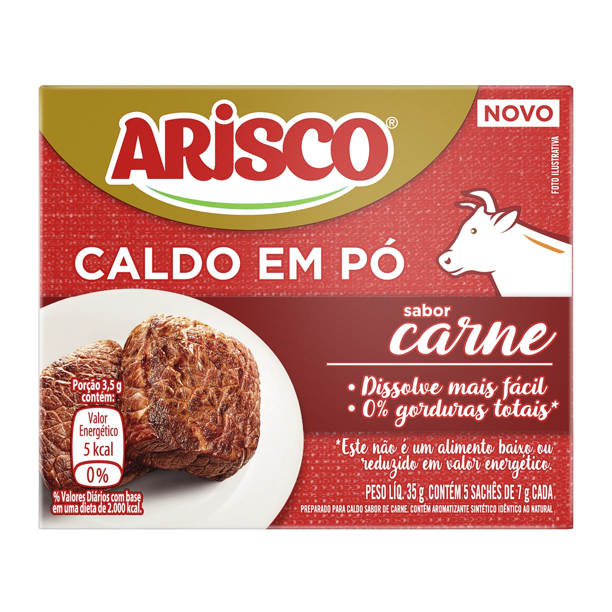 Caldo Pó Carne Arisco Caixa 35g 5 Unidades