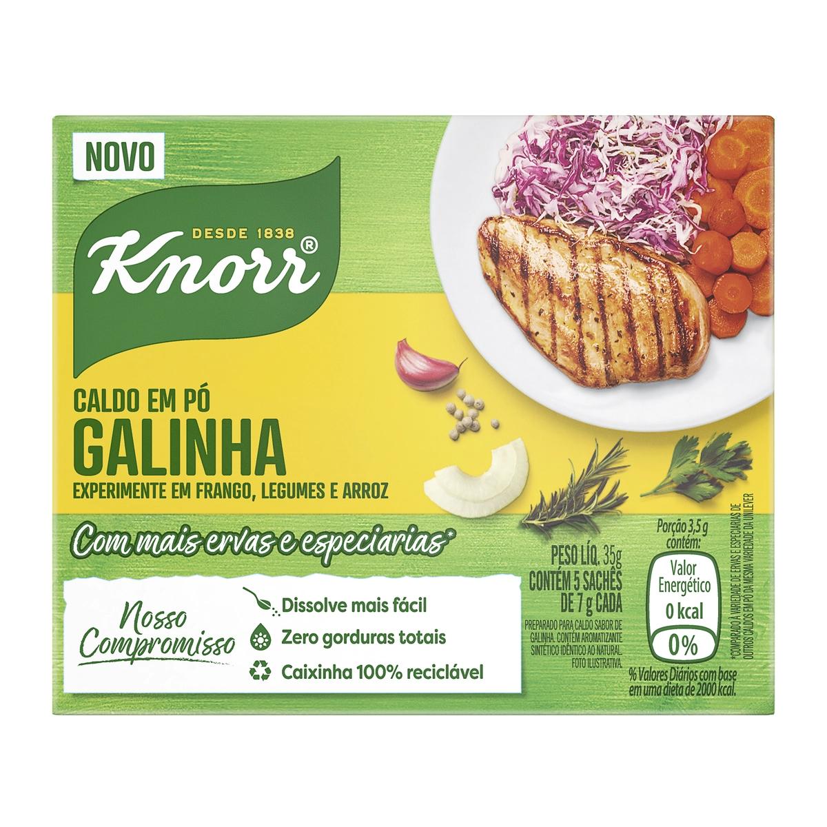 Caldo Pó Galinha Knorr Caixa 35g 5 Unidades