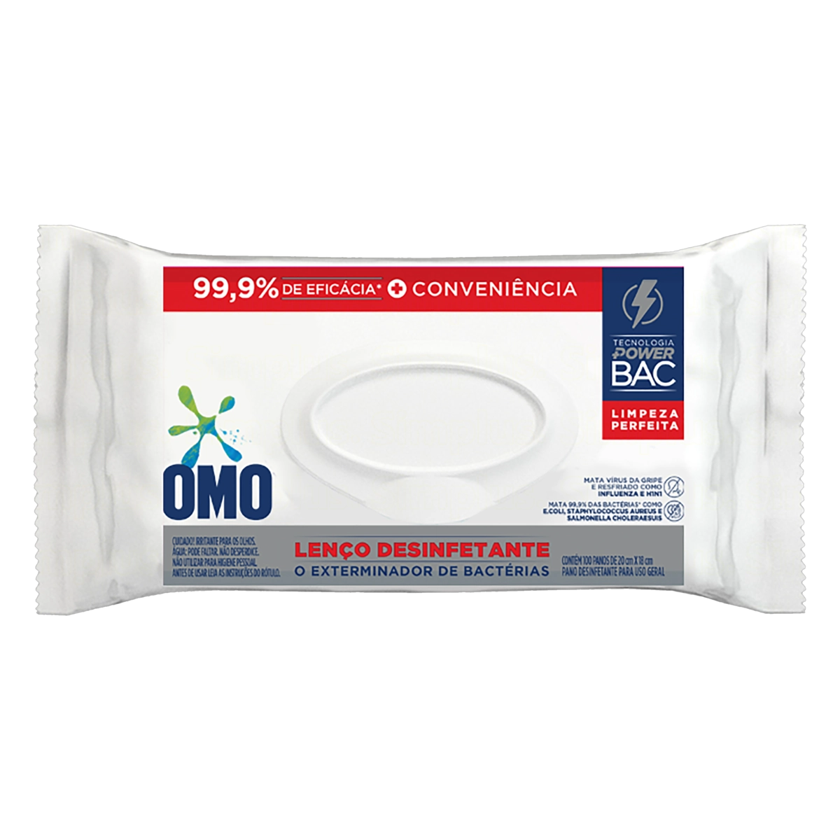 Lenço Umedecido Desinfetante Omo Limpeza Perfeita Pacote 100 Unidades