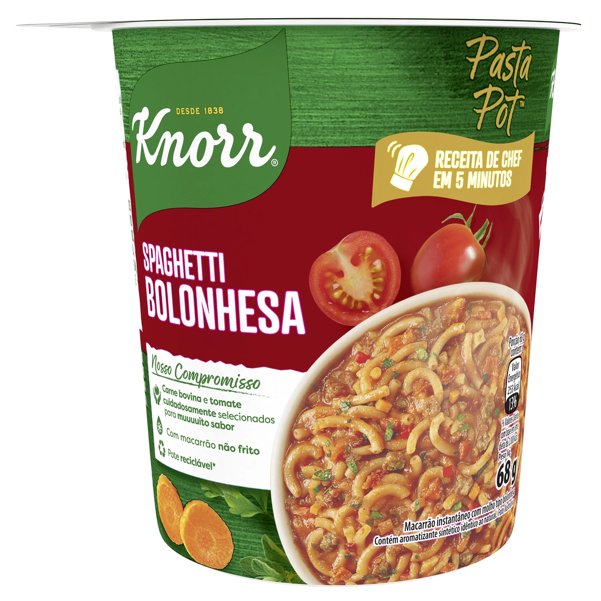 Macarrão Instantâneo Espaguete Bolonhesa Knorr Pasta Pot Copo 68g