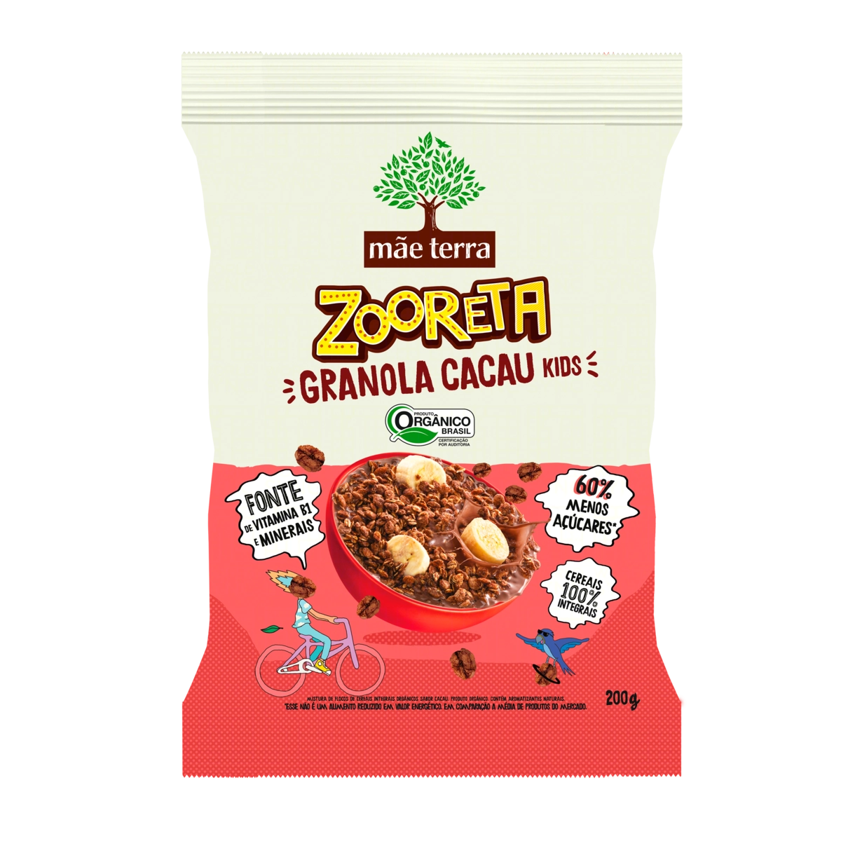 Granola Orgânica Cacau Mãe Terra Zooreta Kids Pacote 200g