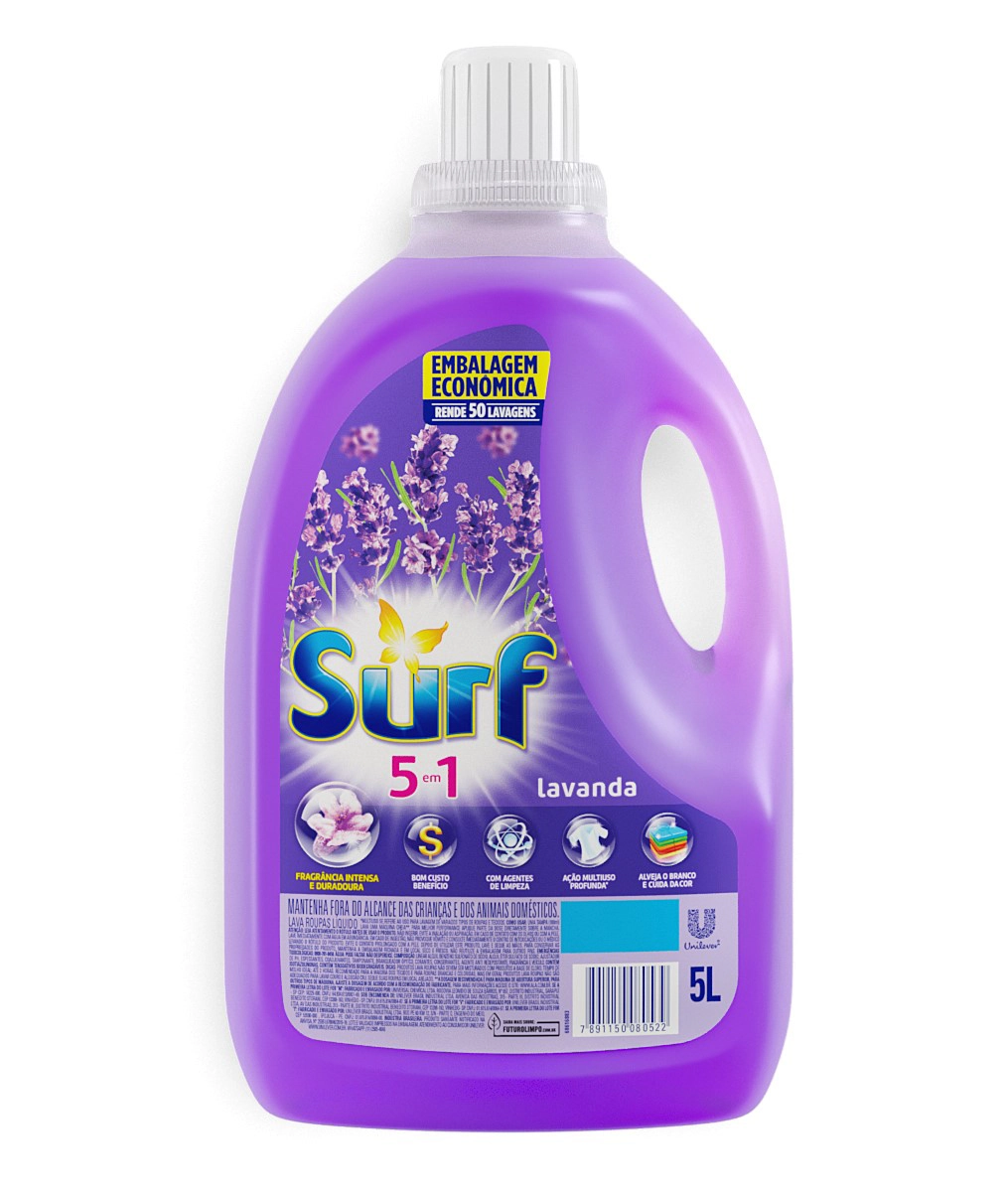 Lava Roupas Líquido Lavanda Surf Galão 5l Embalagem Econômica