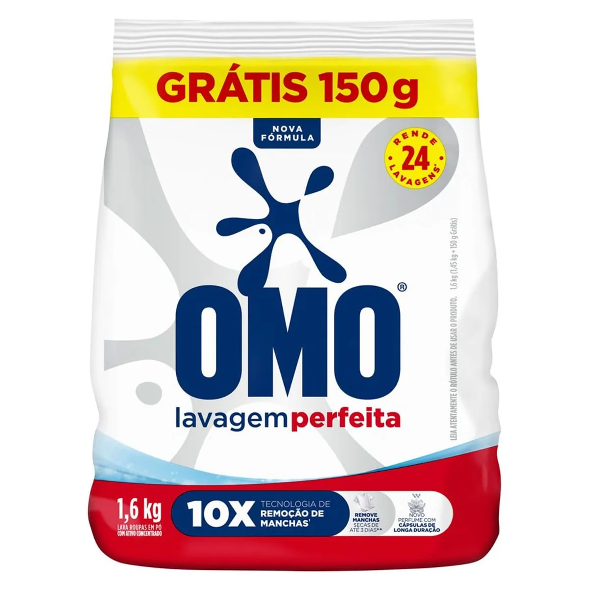 Lava-Roupas Pó Omo Lavagem Perfeita Pacote 1,6 Kg Grátis 150 g