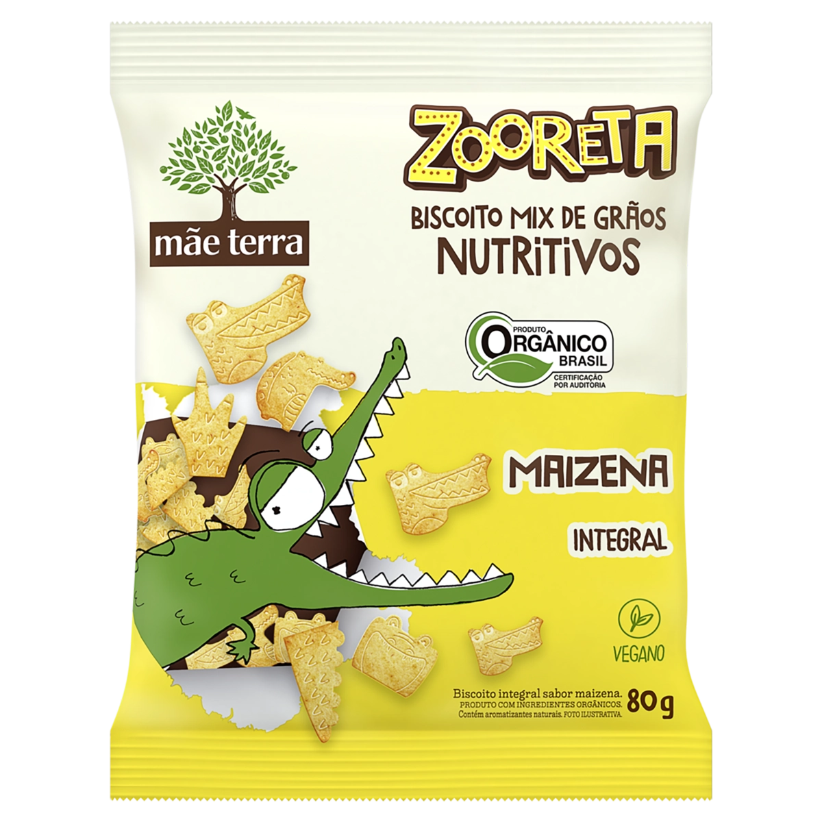 Biscoito Orgânico Infantil  Mãe Terra Zooreta Maisena com Aveia e Quinoa 80 g