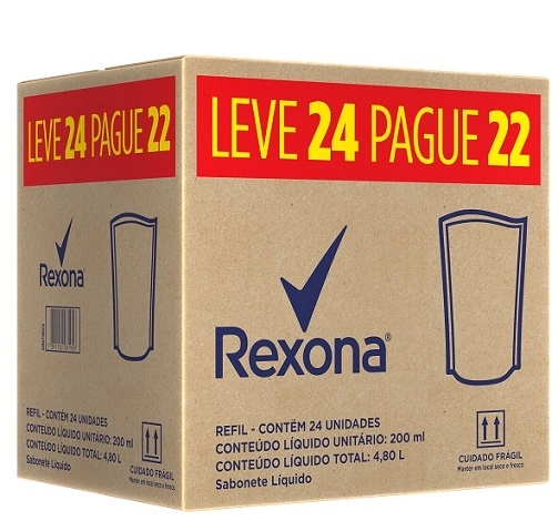 Sabonete Líquido Antibacterial Fresh Rexona Caixa 4,8l Refil Leve 24 Pague 22 Unidades