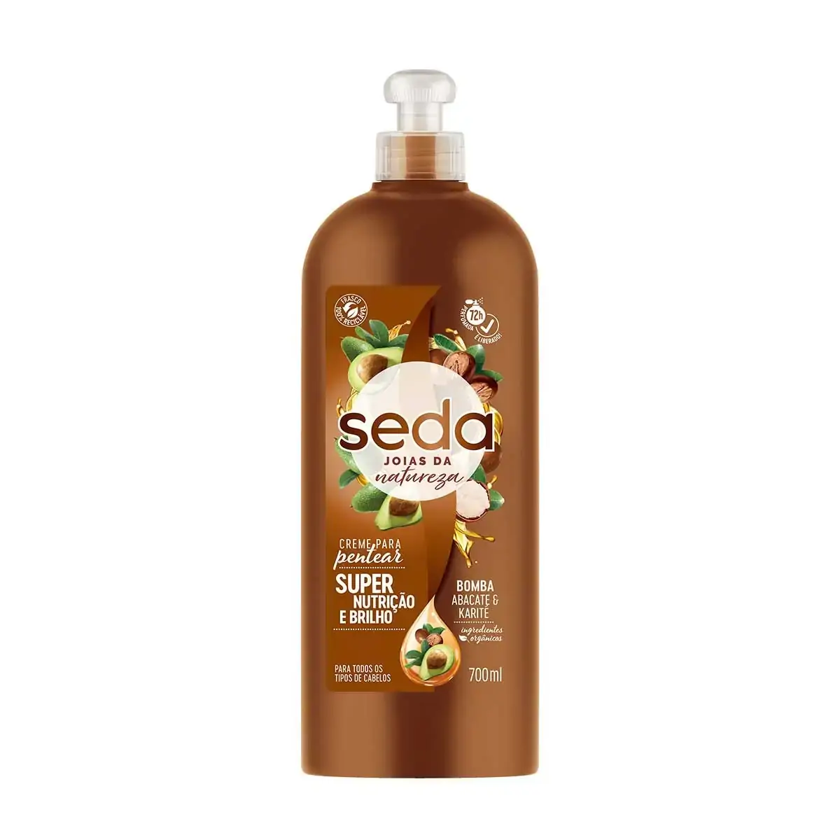 Creme Para Pentear Abacate Karité Seda Joias Da Natureza Frasco 700ml