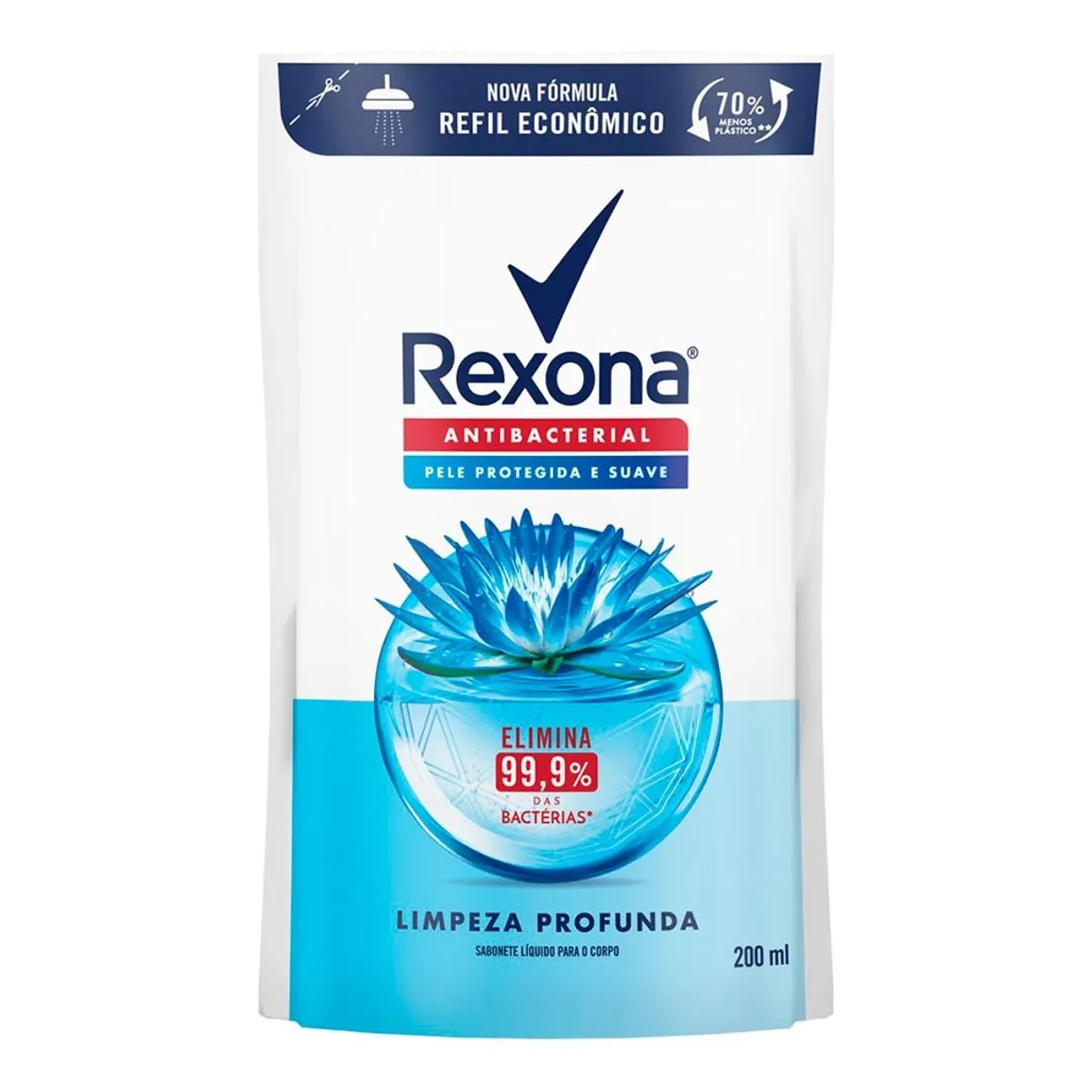 Sabonete Líquido Corporal Rexona Limpeza Profunda 200ml Refil Econômico