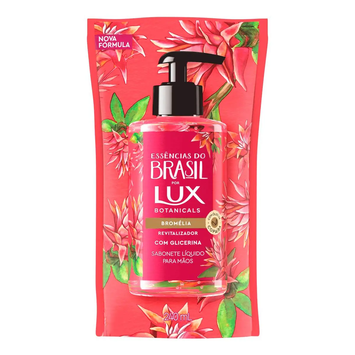 Sabonete Líquido Para As Mãos De Glicerina Bromélia Lux Botanicals Essências Do Brasil Sachê 240ml
