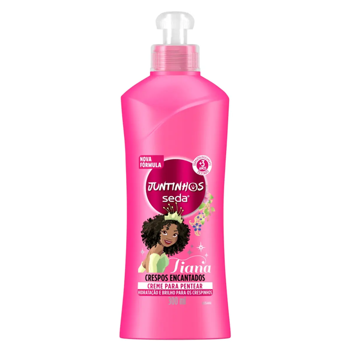 Creme para Pentear Infantil Tiana Seda Juntinhos Crespos Encantados Frasco 300 ml