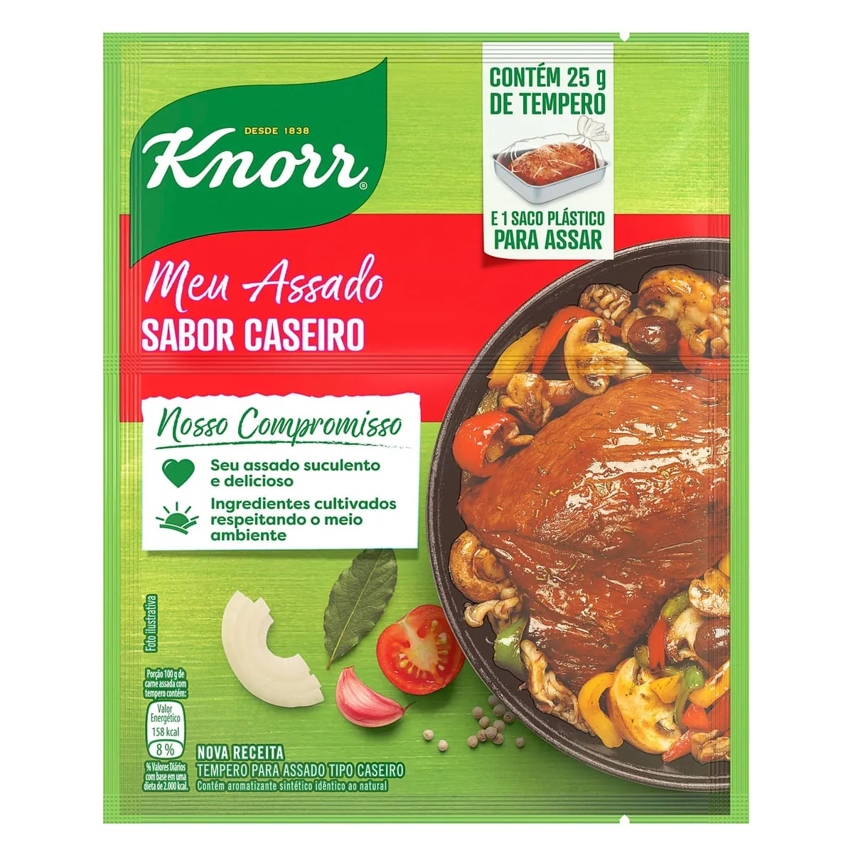 Tempero Sabor Caseiro Knorr Meu Assado 25g e 1 Saco Plástico para Assar