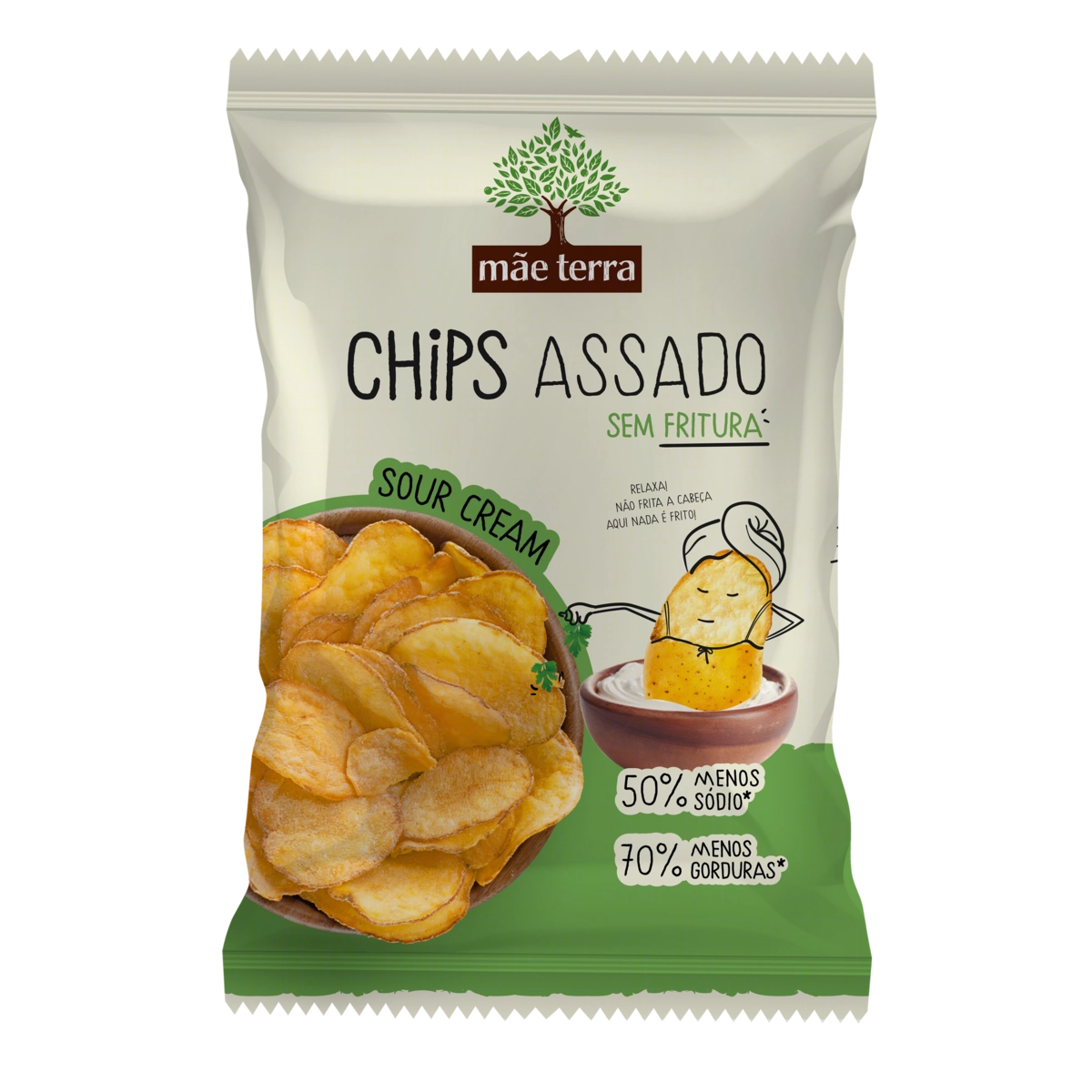 Chips De Batata Sour Cream Mãe Terra Pacote 70g
