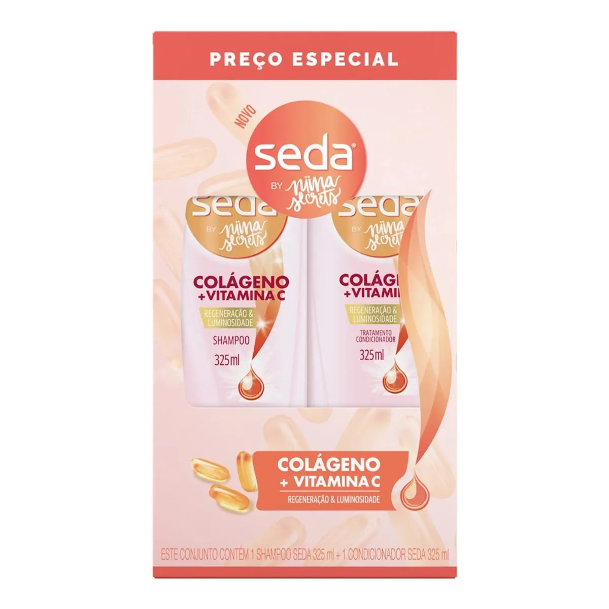 Shampoo Seda 325 ml Condicionador Seda Colágeno Vitamina 325 ml