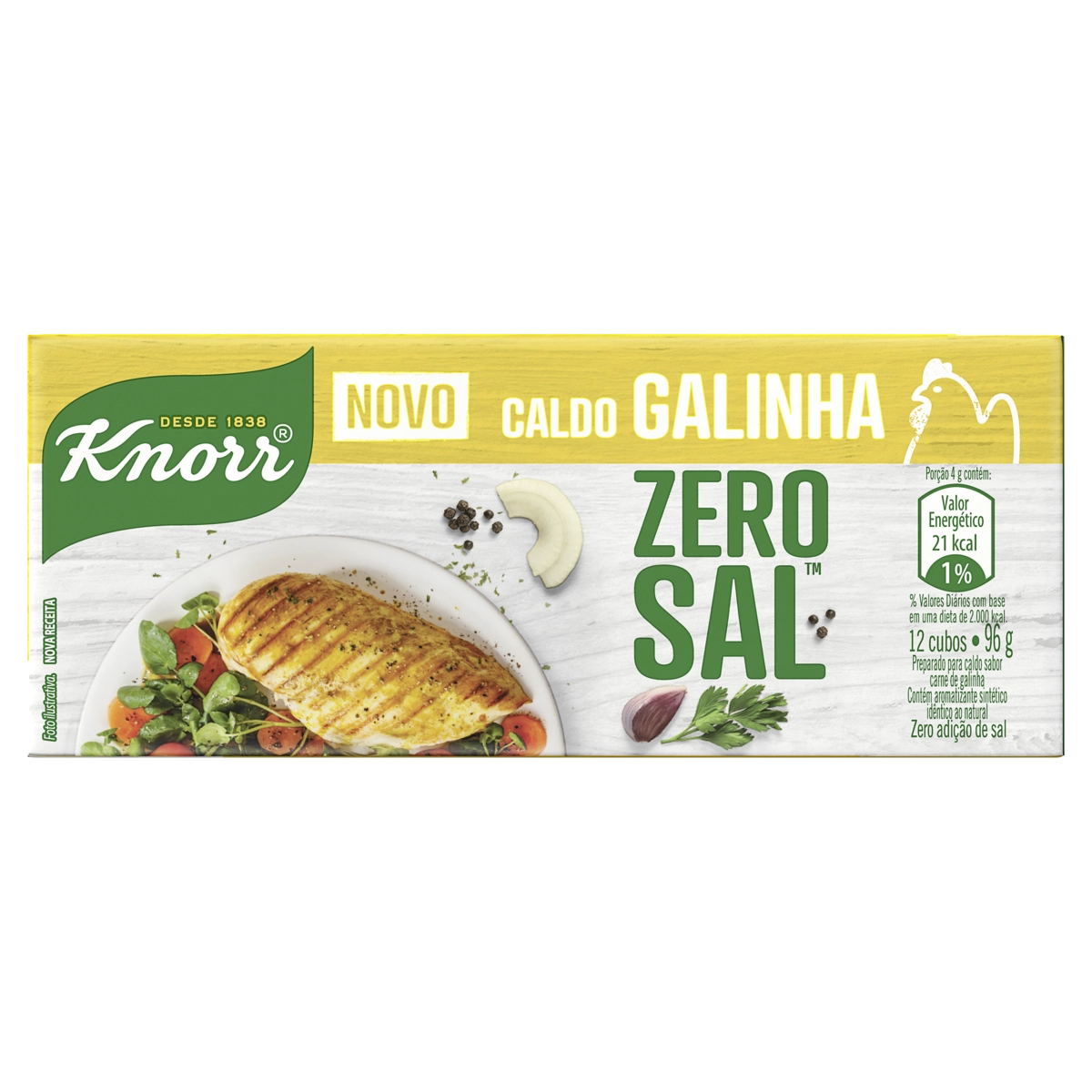 Caldo Knorr Zero Sal Galinha 96 g 12 cubos