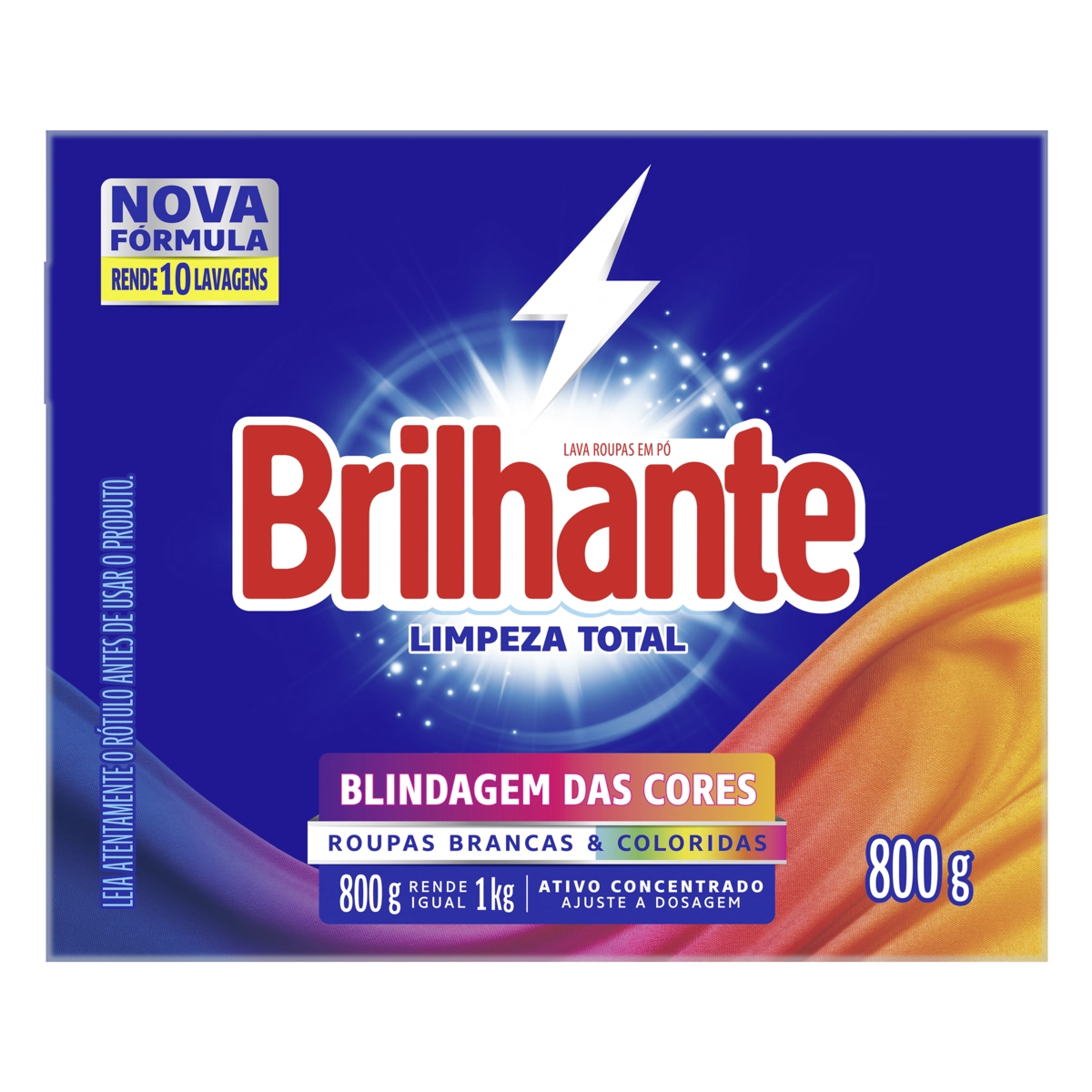 Lava-Roupas Pó Roupas Brancas e Coloridas Ativo Concentrado Brilhante Limpeza Total Caixa 800g