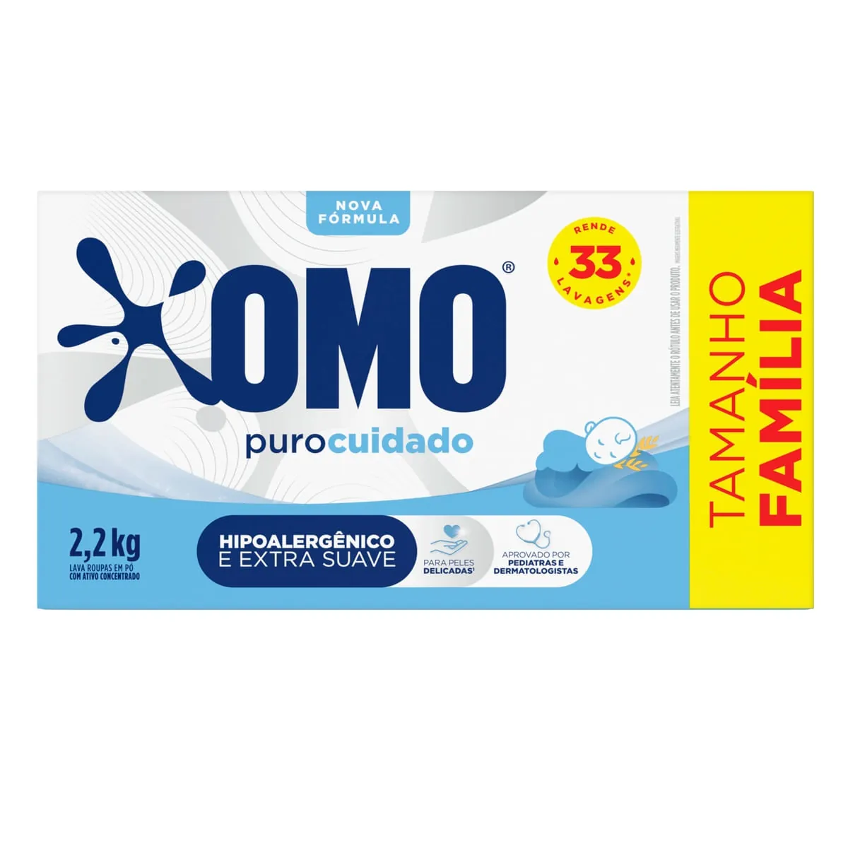 Sabão em Pó Omo Puro Cuidado 2,2Kg Tamanho Família