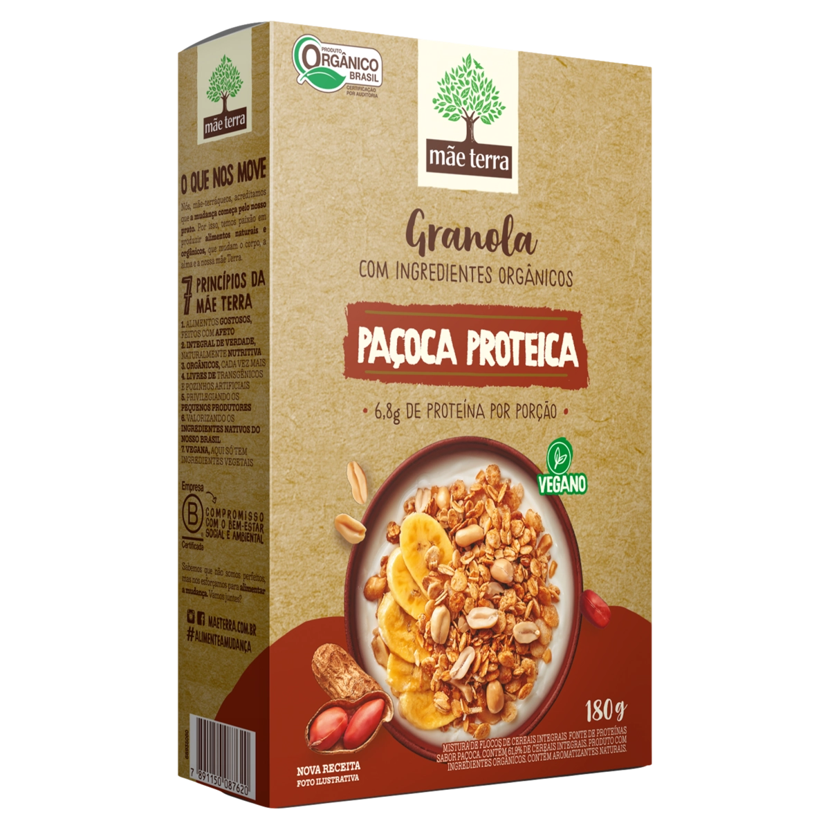 Granola Proteica Orgânica Paçoca Mãe Terra Caixa 180g
