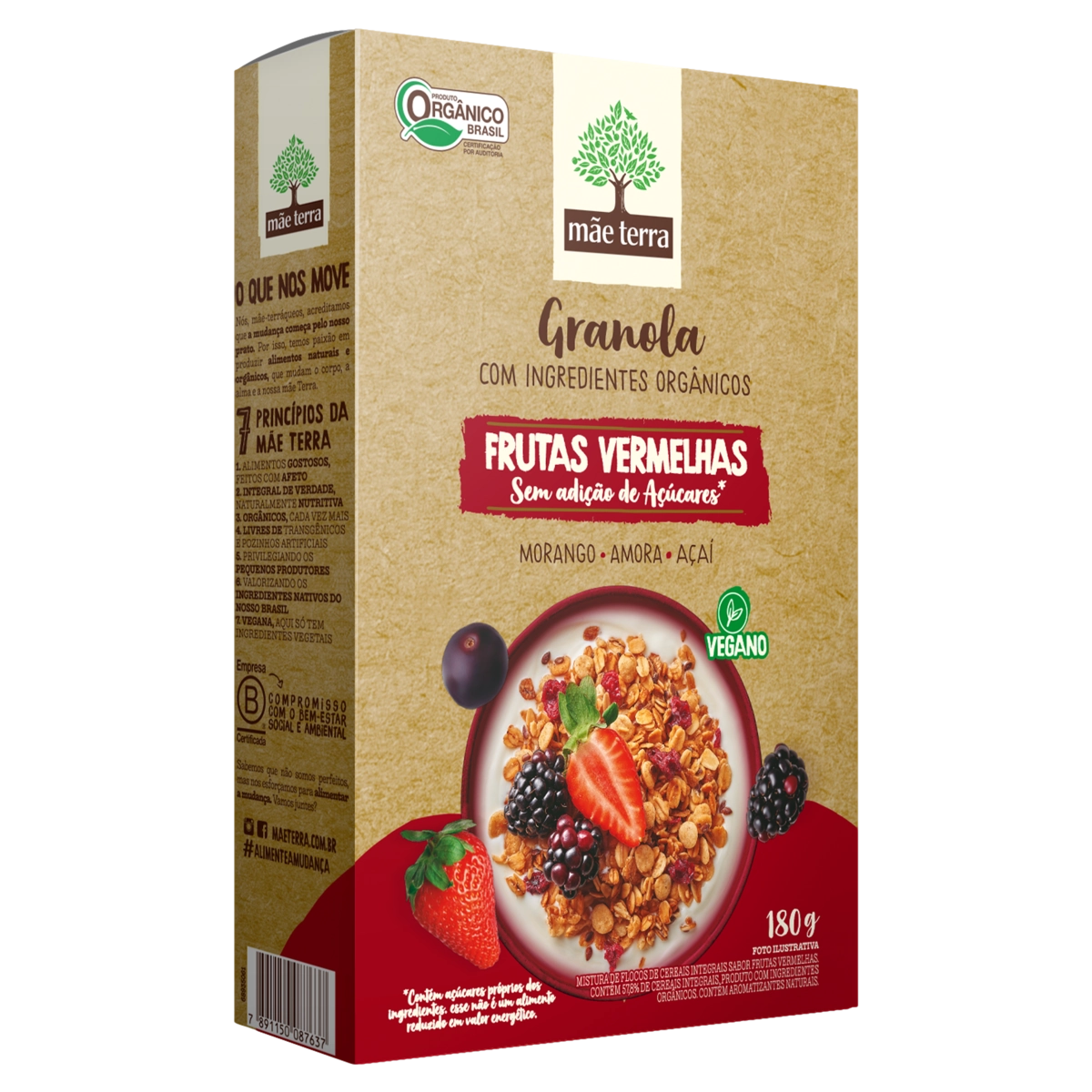 Granola Orgânica Frutas Vermelhas Mãe Terra Caixa 180g