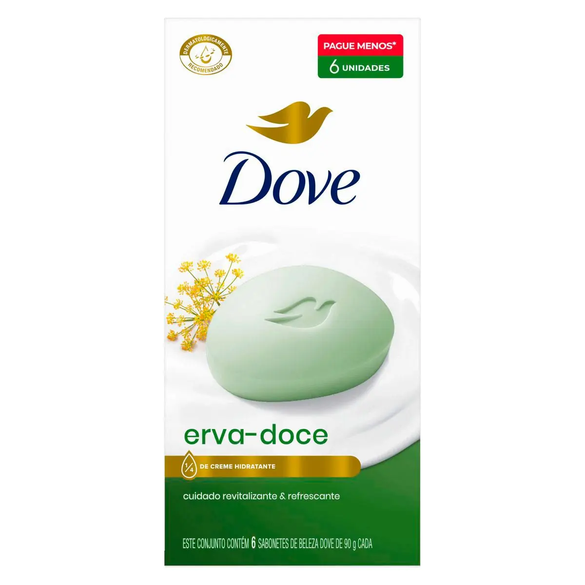 Pack Sabonete Barra Erva Doce E Camomila Dove Envoltório 6 Unidades 90g Cada Leve Mais Pague Menos