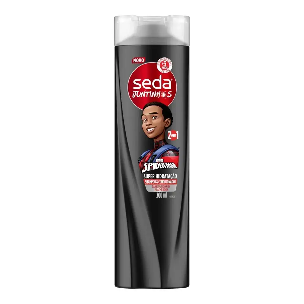 Shampoo Infantil 2 em 1 Spider-Man Seda Juntinhos Super Hidratação Frasco 300ml