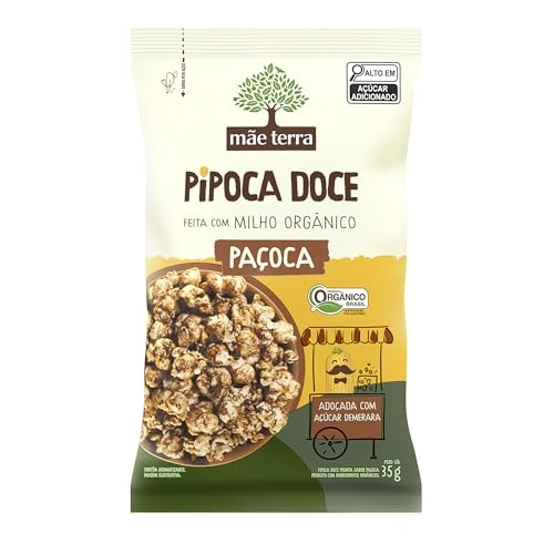 Pipoca Pronta Doce Orgânica Paçoca Mãe Terra Pacote 35g