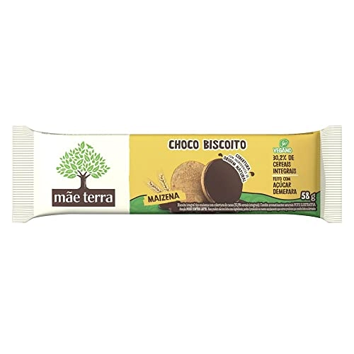 Biscoito Maizena Vegano Integral Cobertura Cacau Mãe Terra Choco Pacote 58g