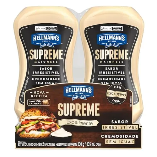 Pack Maionese Hellmanns Supreme Squeeze 330g Embalagem Pode Variar