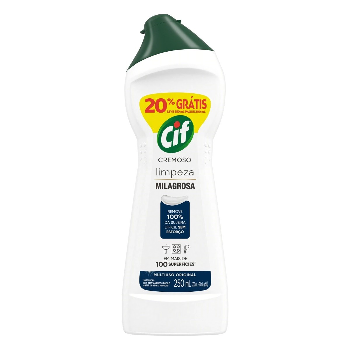 Saponáceo Cremoso Multiuso Original Cif Squeeze Leve 250ml Pague 200ml