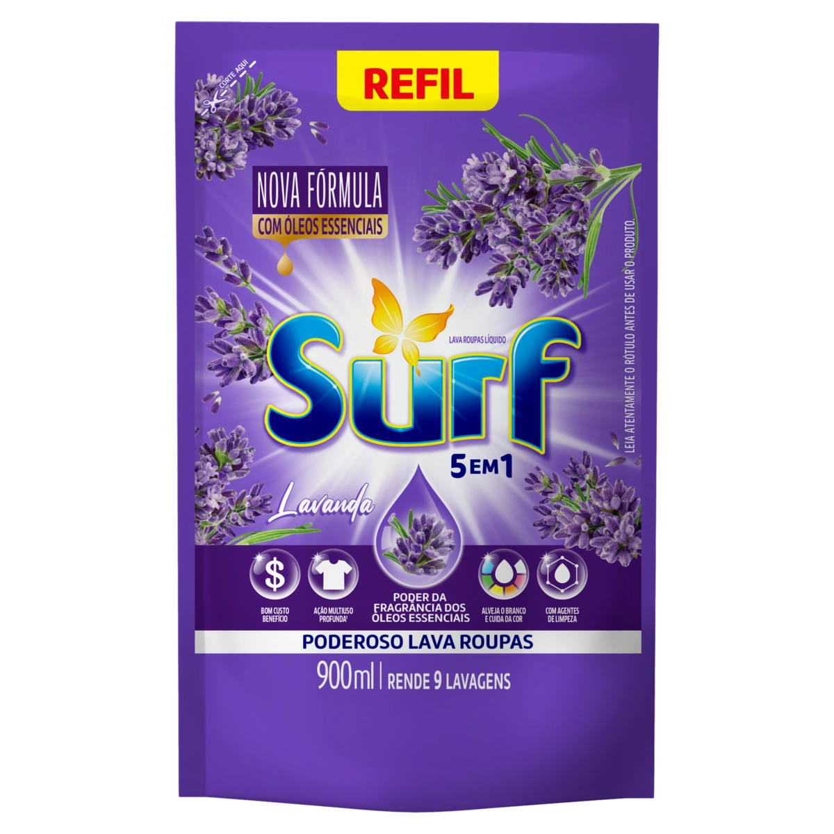Lava-Roupas Líquido Lavanda Surf Sachê 900ml Refil