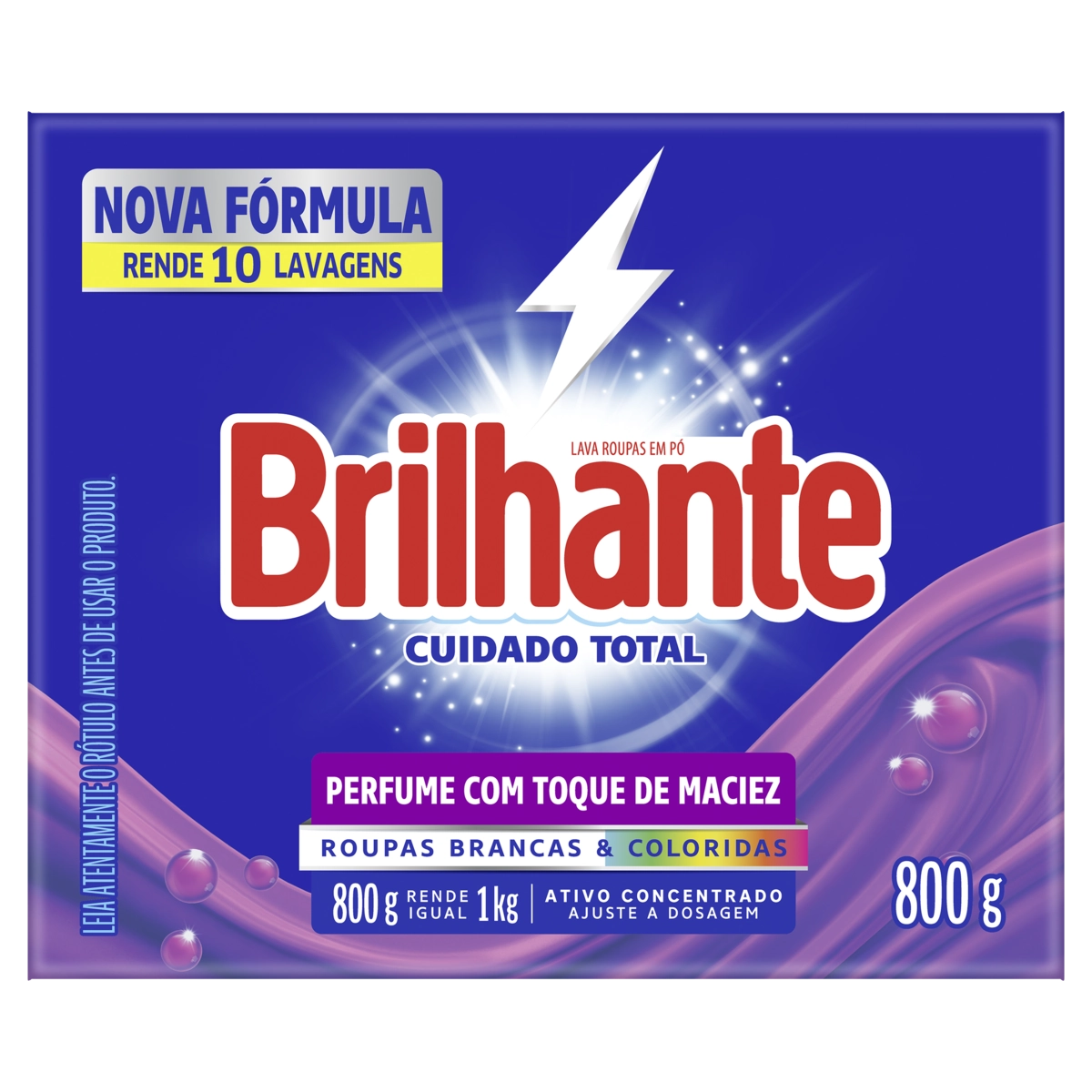 Lava Roupas Pó Roupas Brancas E Coloridas Brilhante Cuidado Total Caixa 800g
