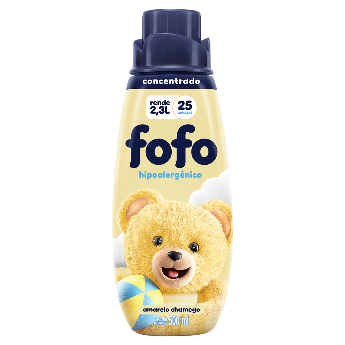 Amaciante de Roupa Concentrado Amarelo Chamego Fofo Frasco 500ml