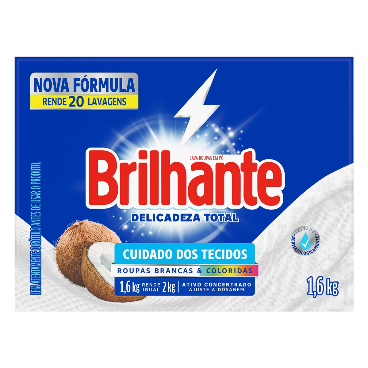 Lava-Roupas Pó Roupas Brancas e Coloridas Brilhante Delicadeza Total Caixa 1,6kg