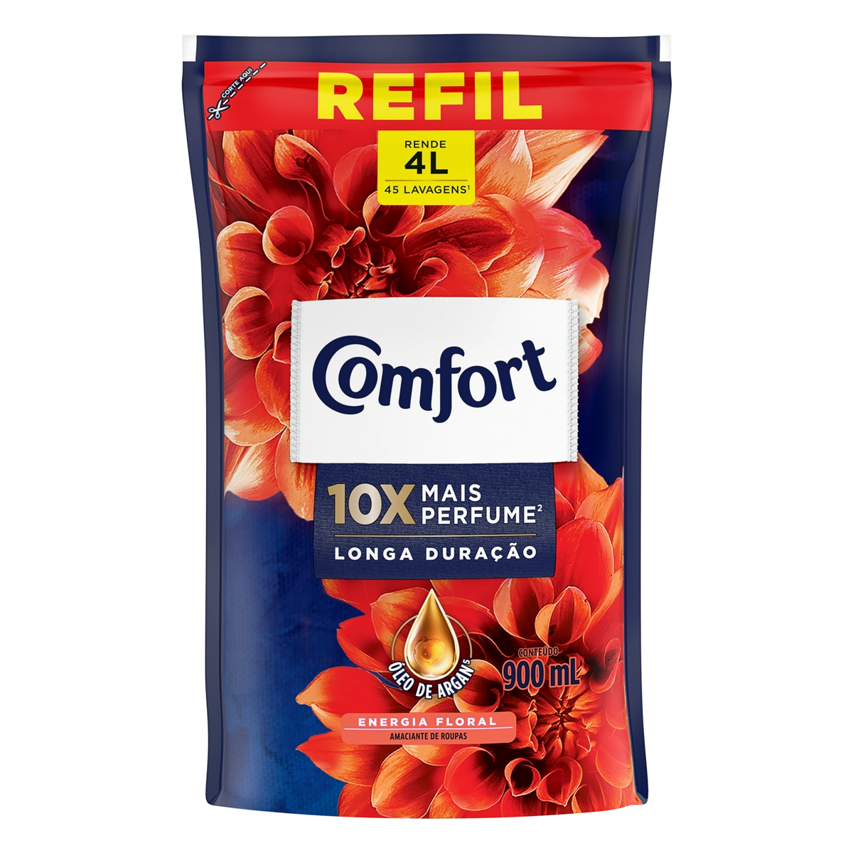 Amaciante de Roupa Concentrado Energia Floral Comfort Sachê 900ml Refil