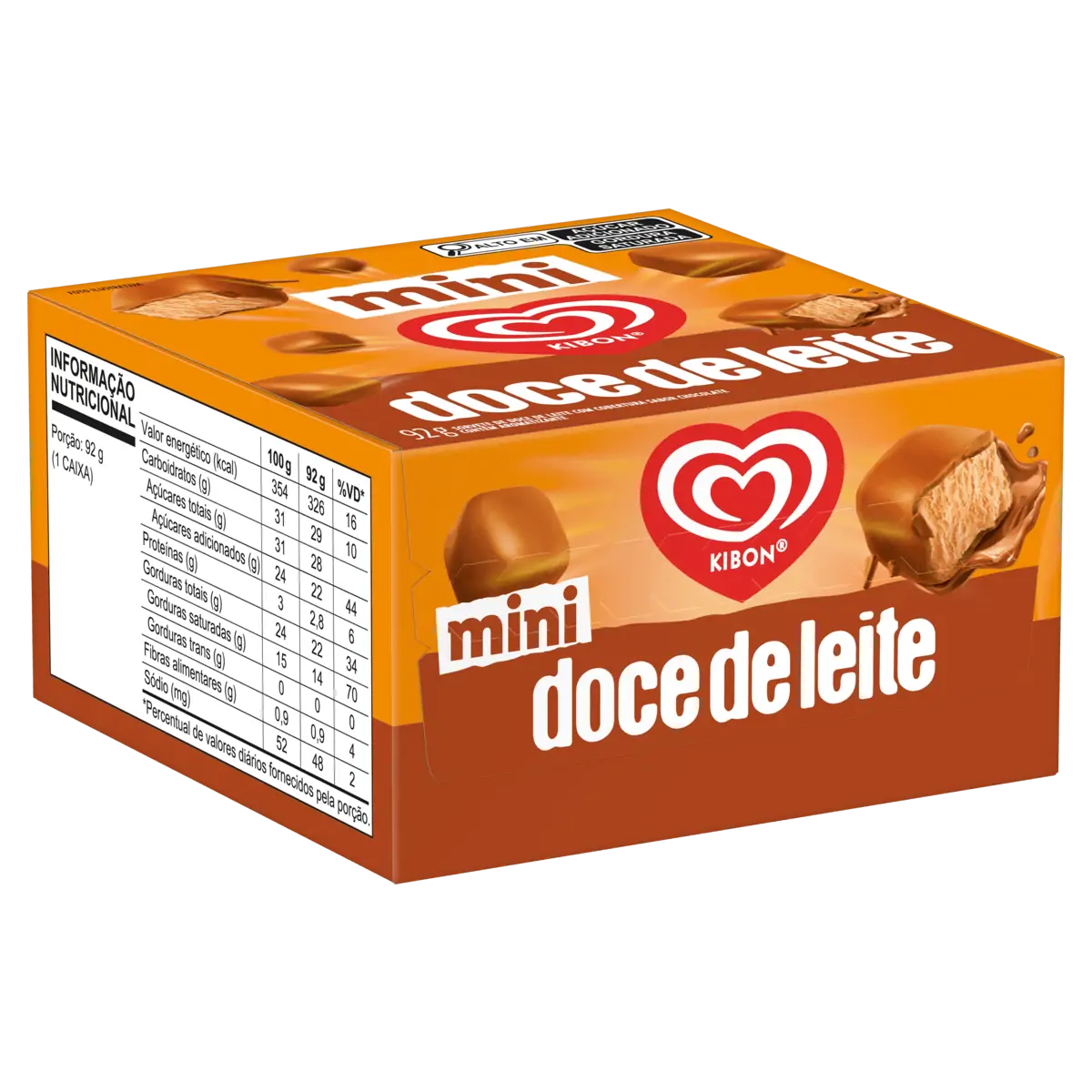 Mini Sorvete Doce De Leite Cobertura Chocolate Kibon Caixa 92g