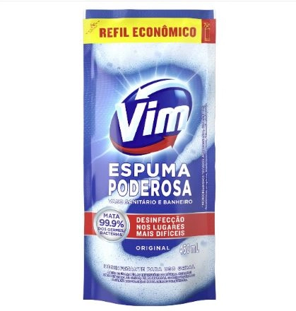Desinfetante Uso Geral Original Vim Espuma Poderosa Sachê 450ml Refil Econômico