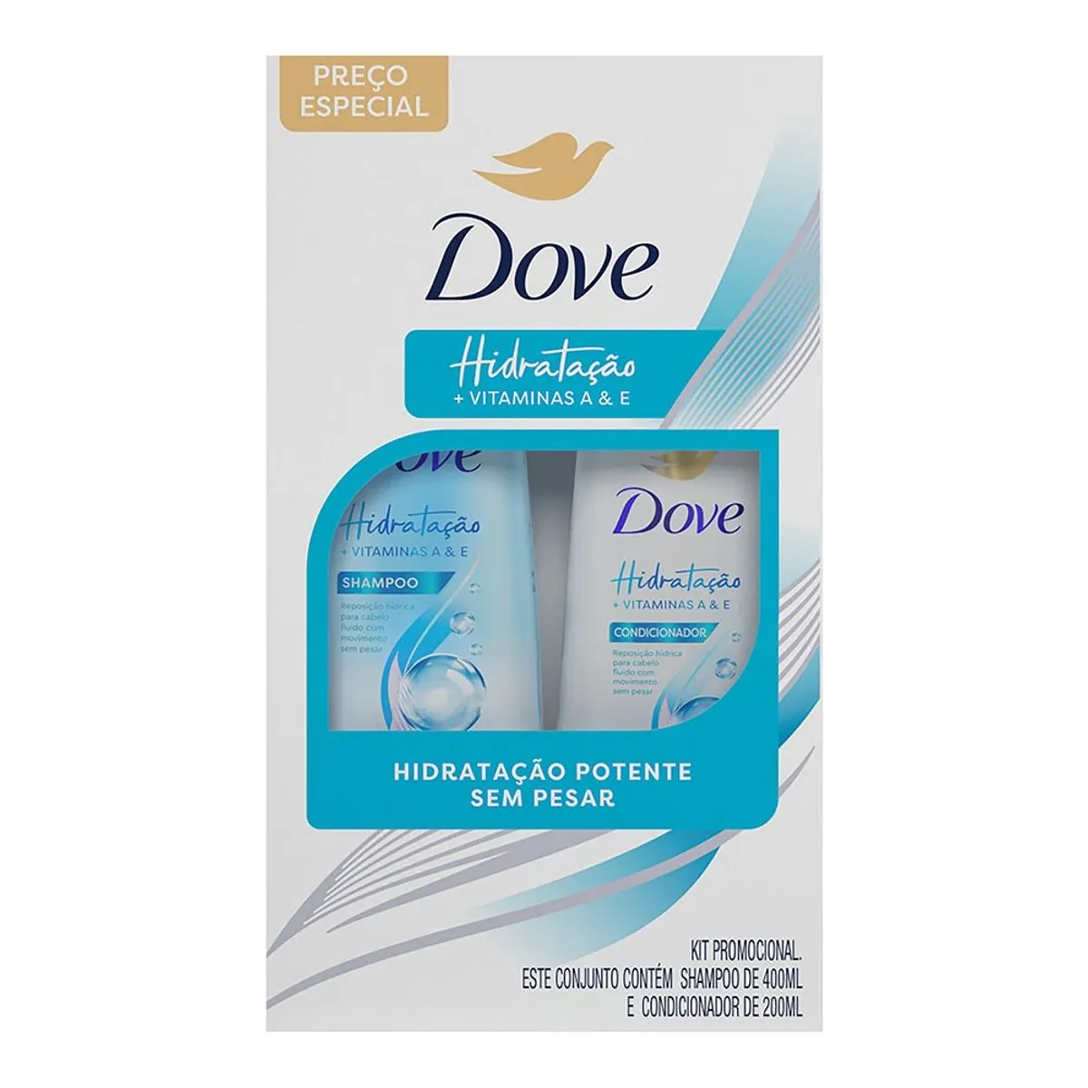 Shampoo 400ml Condicionador 200ml Dove Hidratação Vitaminas A E