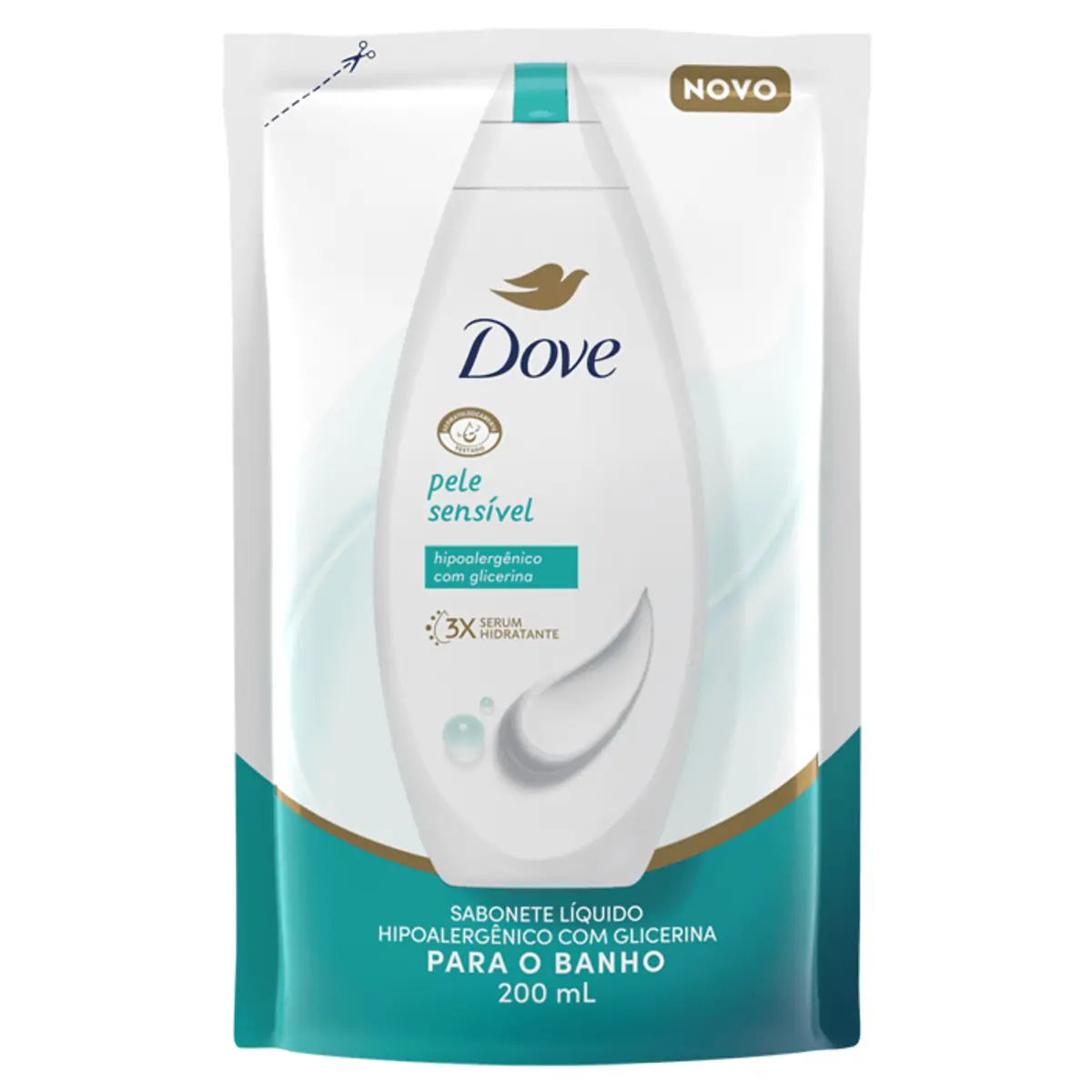 Sabonete Líquido Dove Pele Sensível Sachê 200ml Refil