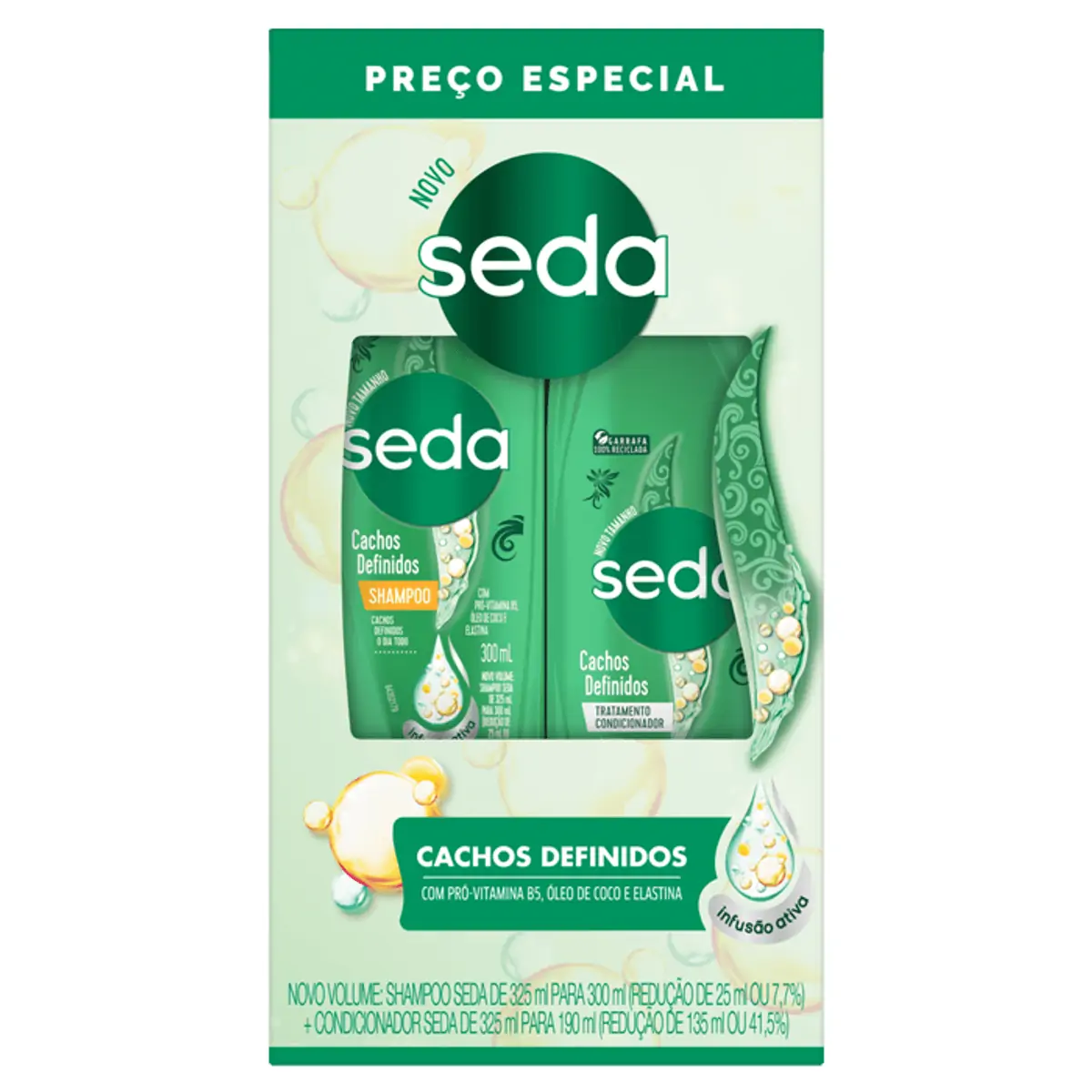Kit Shampoo 300ml Condicionador 190ml Seda Cachos Definidos