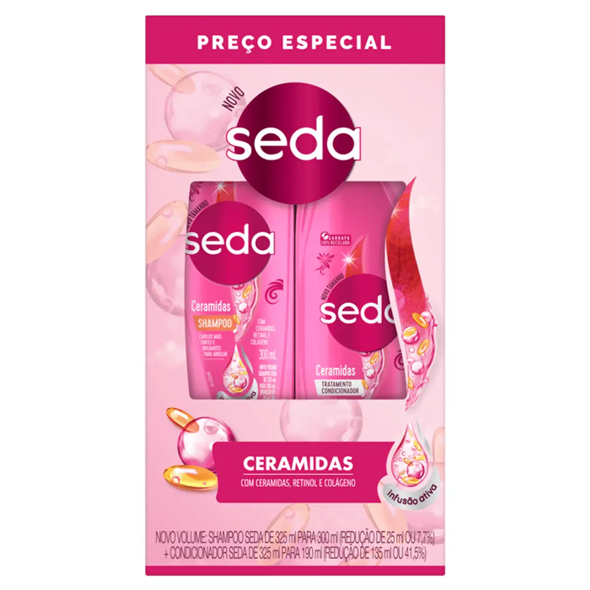 Kit Shampoo 300ml Condicionador 190ml Seda Ceramidas