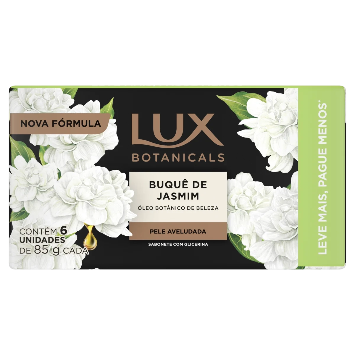 Pack Sabonete Barra De Glicerina Buquê De Jasmim Lux Botanicals Envoltório 6 Unidades 85g Cada Leve