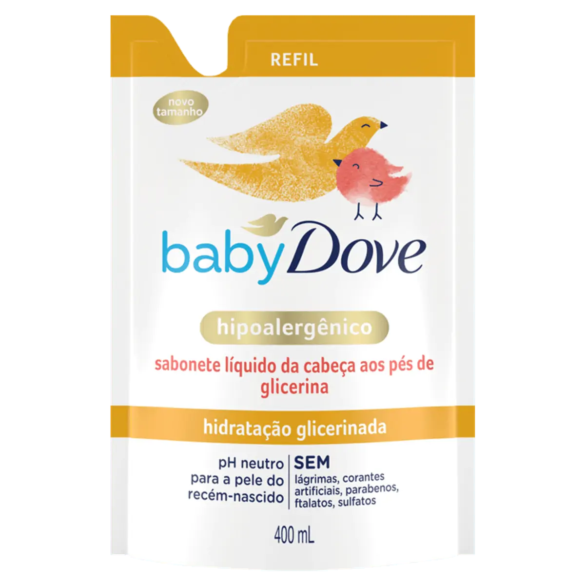Sabonete Líquido Hidratação Glicerinada Da Cabeça Aos Pés Dove Baby Sachê 400ml Refil