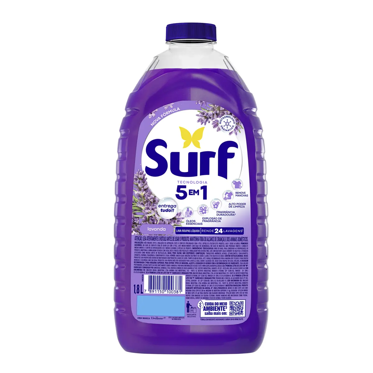 Lava Roupas Líquido Lavanda Surf Frasco 1,8l