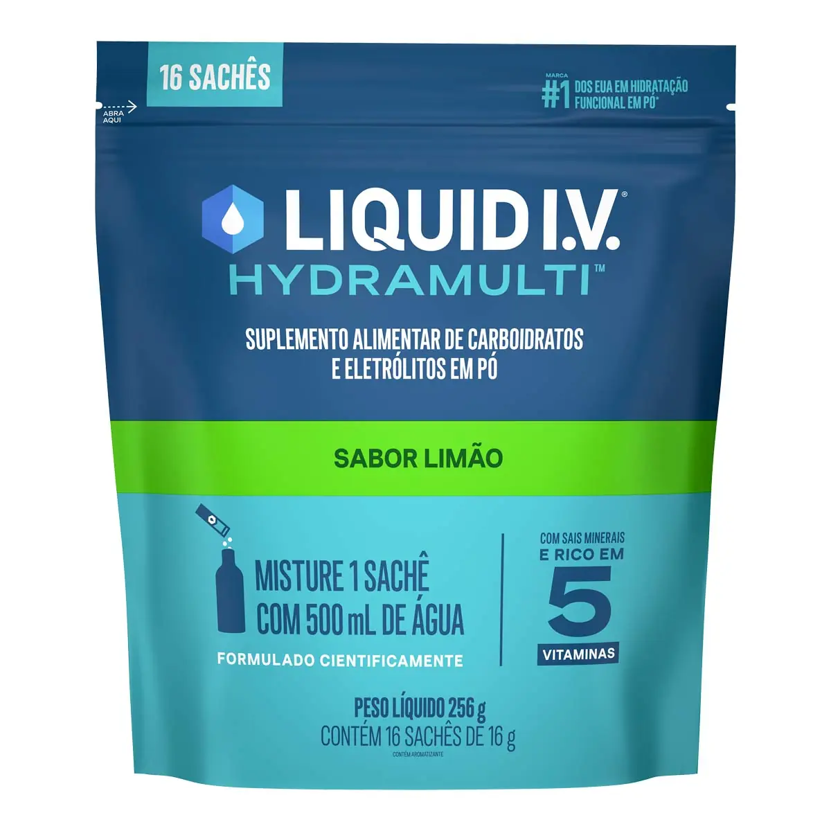 Suplemento Alimentar Liquid I.V. Hydramulti Limão 16 Sachês de 16g em Pó