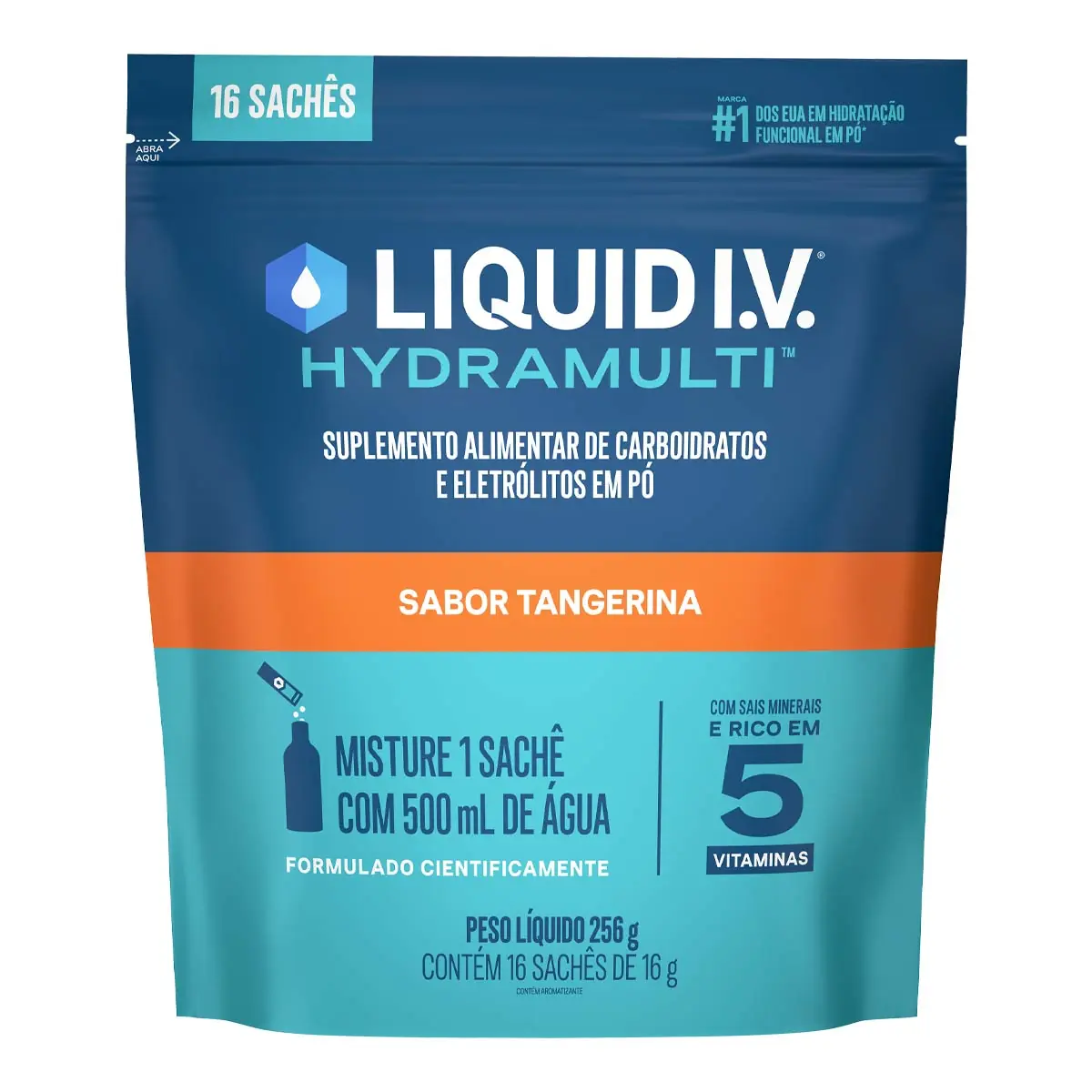 Suplemento Alimentar Liquid I.V. Hydramulti Tangerina 16 Sachês de 16g em Pó