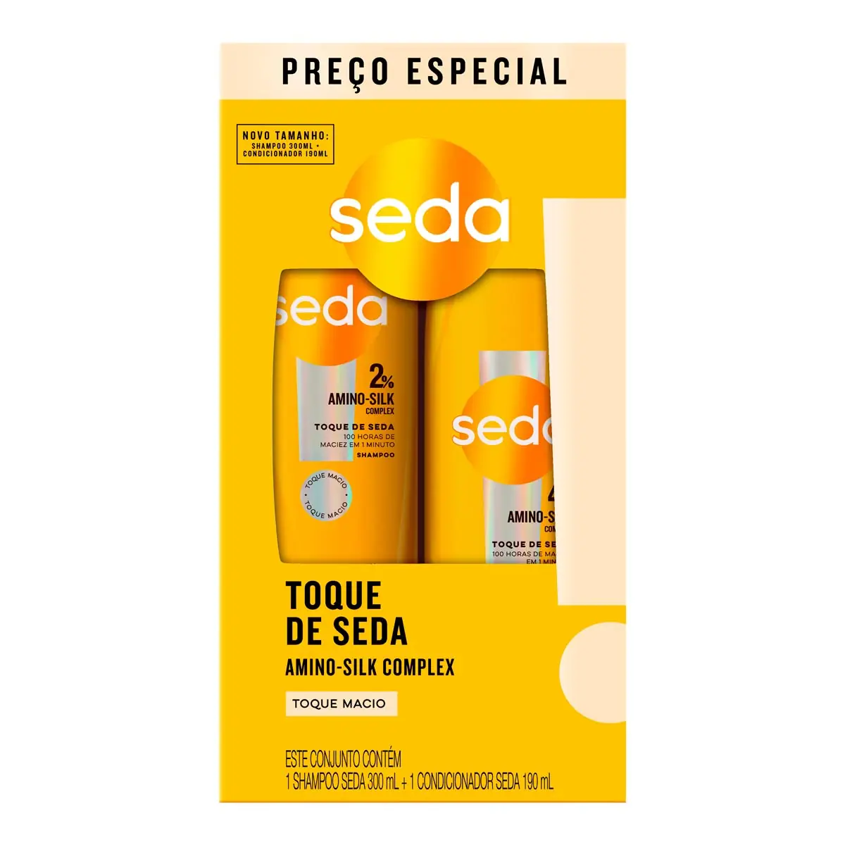 Kit Shampoo 300ml Condicionador 190ml Seda Toque De Seda