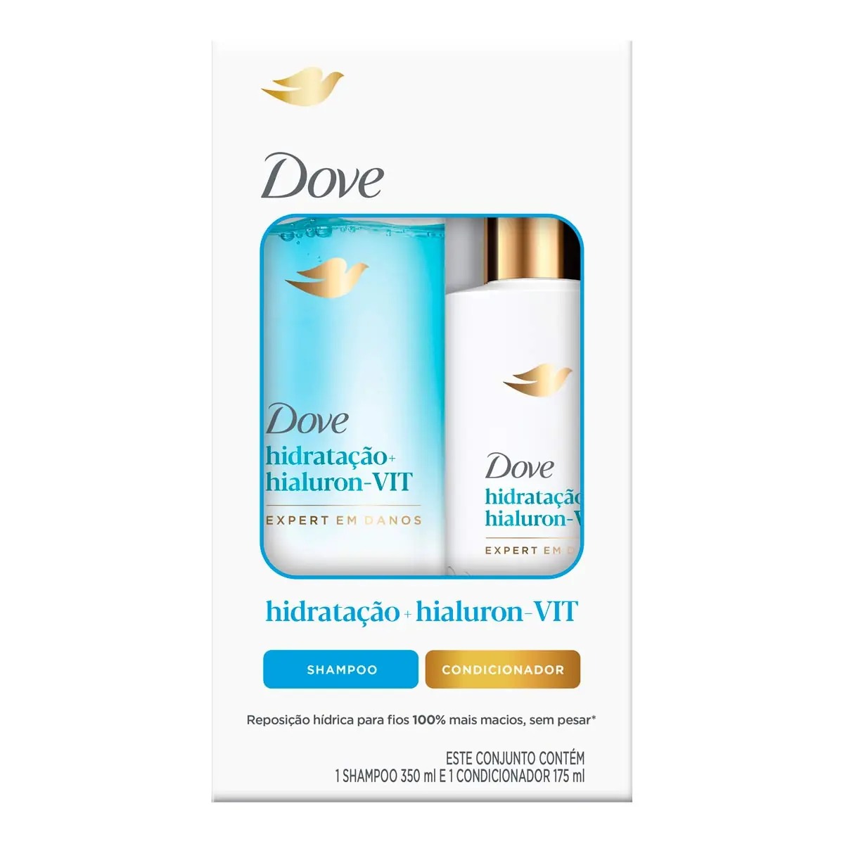 Kit Dove Sh 350ml Cond 190ml Hidrataçao Hialuron Vit